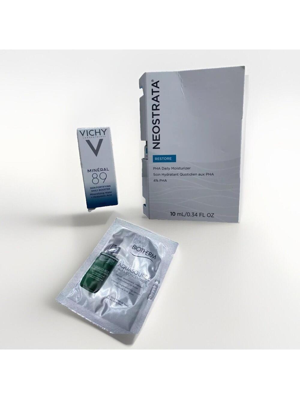 Neostrata daily moisturizer,Vichy daily booster, Biotherm glow serum Minis